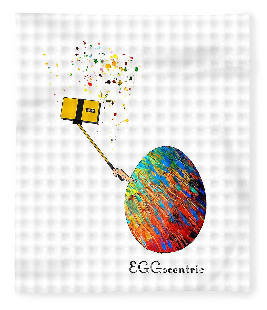 Egg Fleece Blanket featuring the painting EGGocentric by Miki De Goodaboom