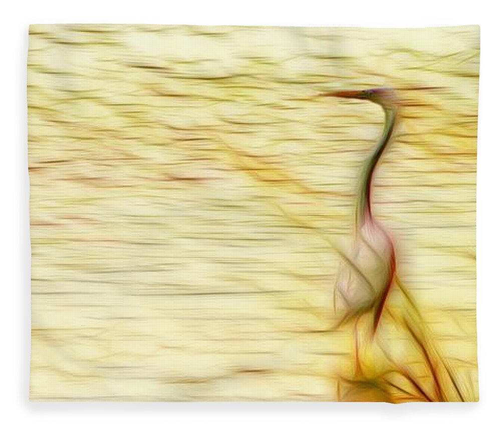 Egret Fleece Blanket featuring the digital art Egret in the Grass by Brad Barton