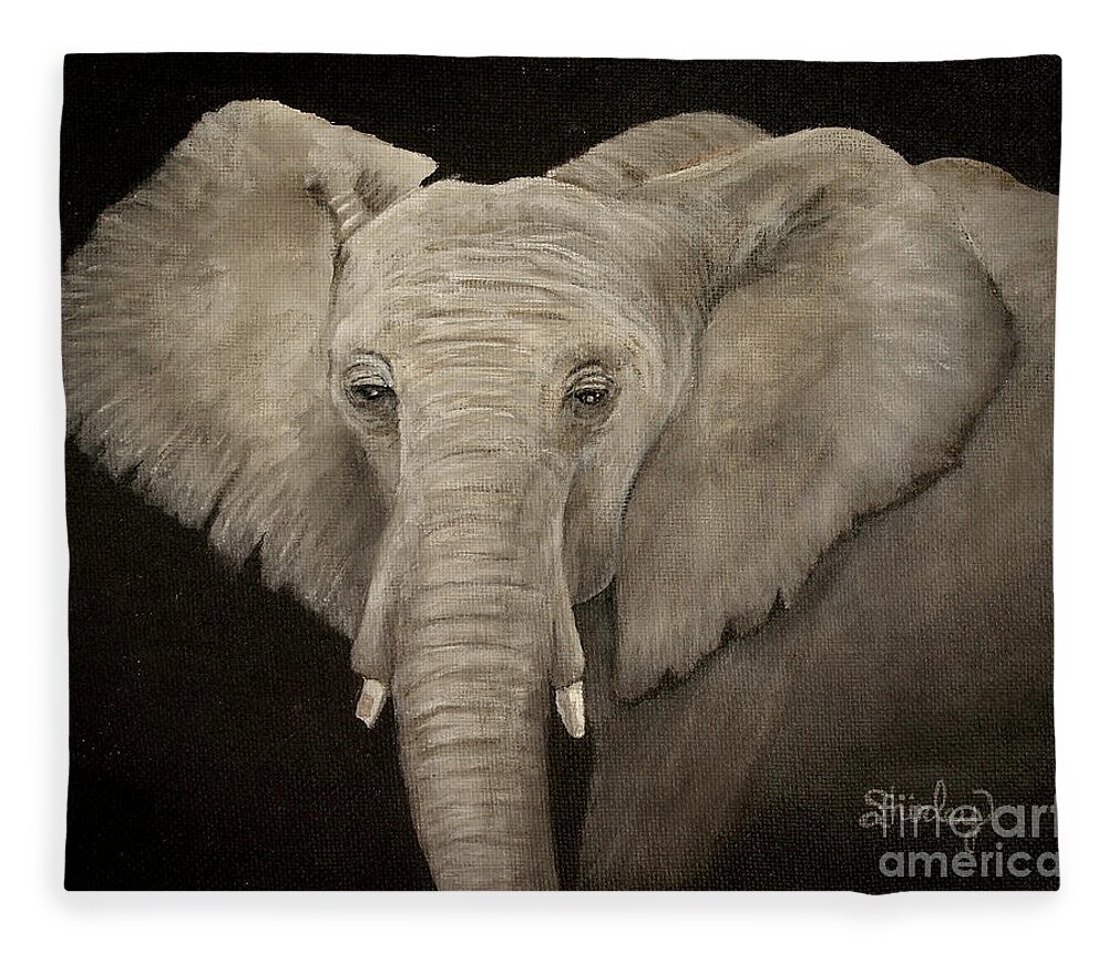 Elephant Fleece Blanket featuring the painting The Elephant by Shirley Dutchkowski