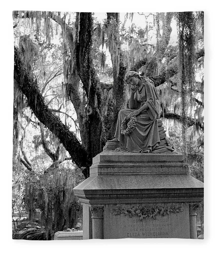 Cemetery Fleece Blanket featuring the photograph Eliza BW by Lee Darnell