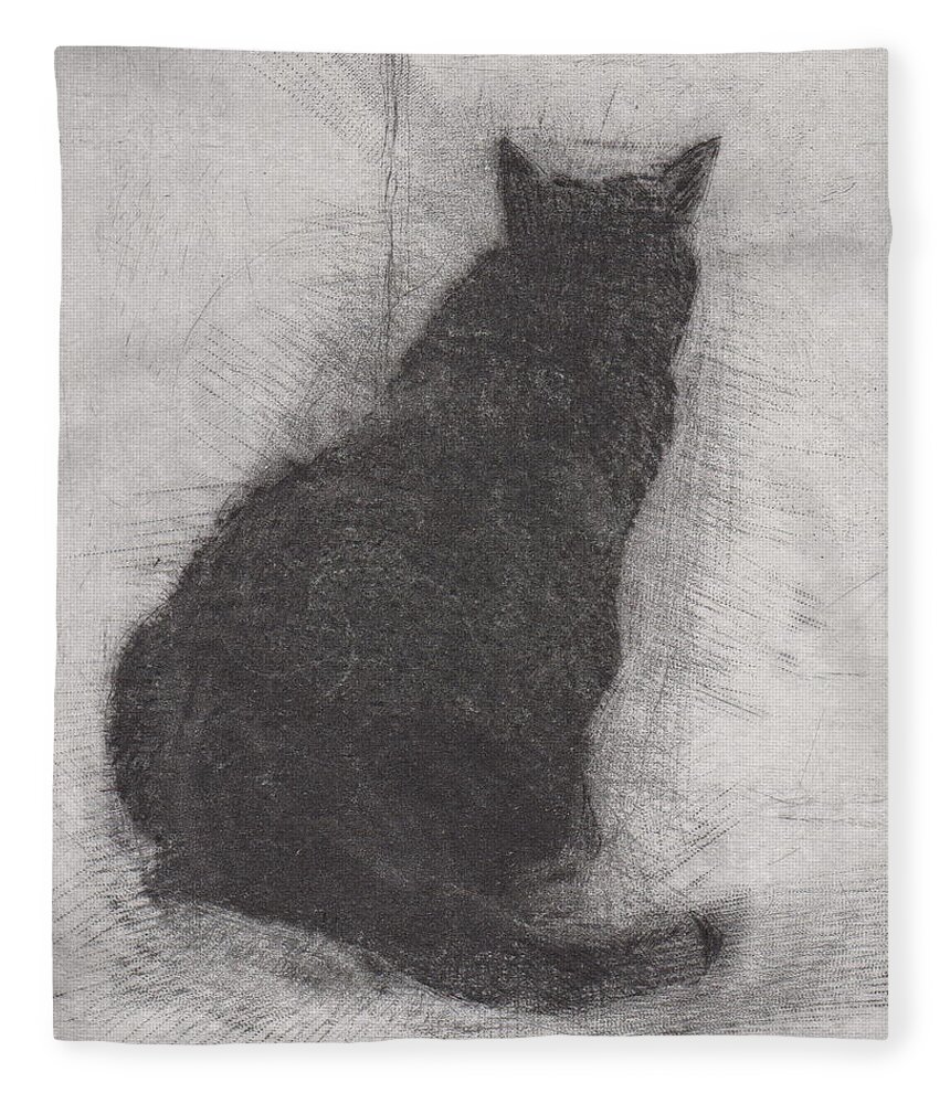 Cat Fleece Blanket featuring the drawing Ellen Peabody Endicott - etching - cropped version by David Ladmore