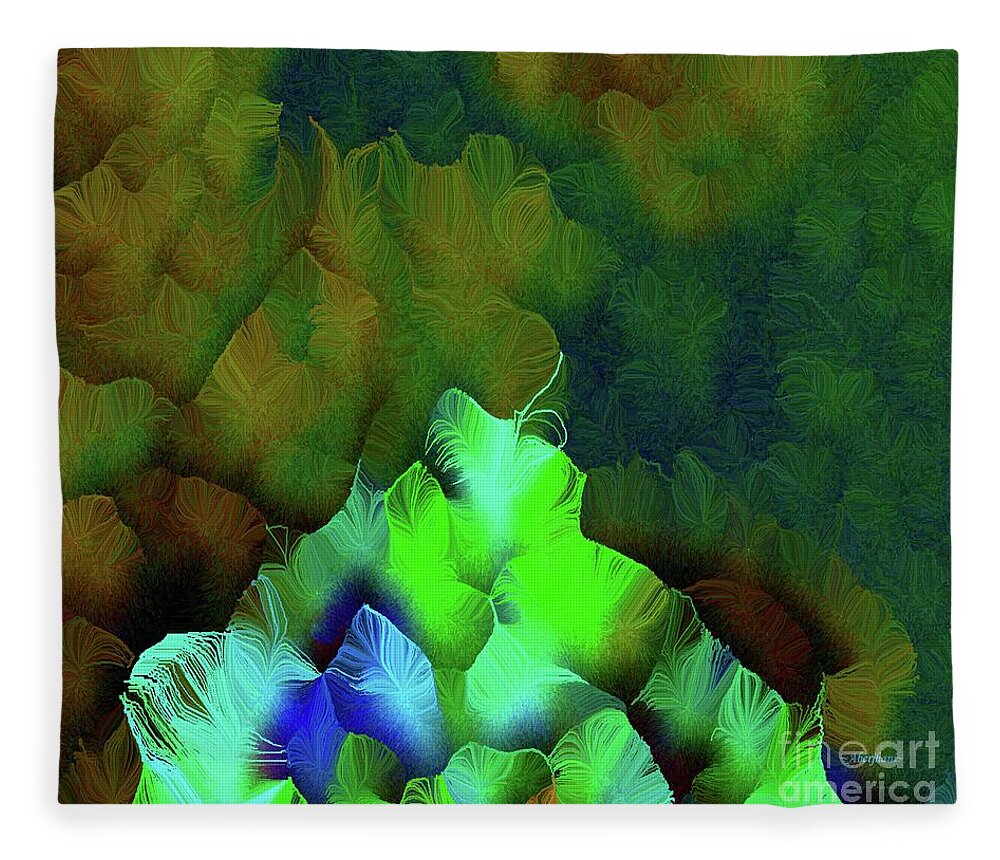 Silk-featherbrush Fleece Blanket featuring the mixed media Emerald Rose of the Heart by Aberjhani
