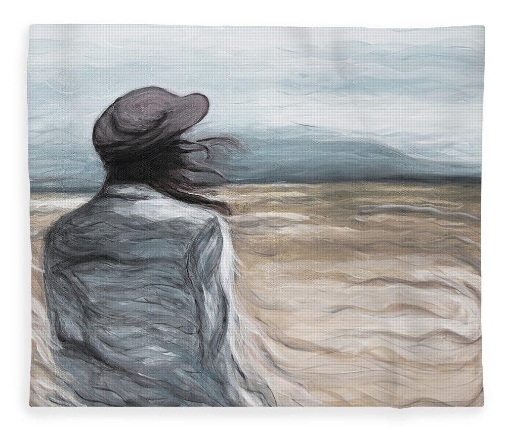 Woman Fleece Blanket featuring the painting Emerge by Pamela Schwartz