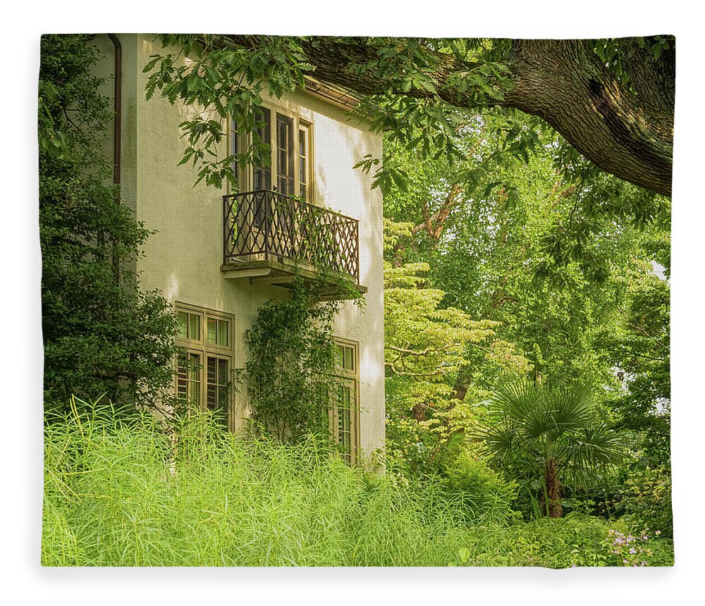 Architecture Fleece Blanket featuring the photograph Emily's House at Chanticleer by Kristia Adams