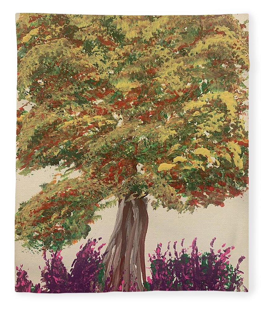 Fall Fleece Blanket featuring the painting End of Summer by Lisa White