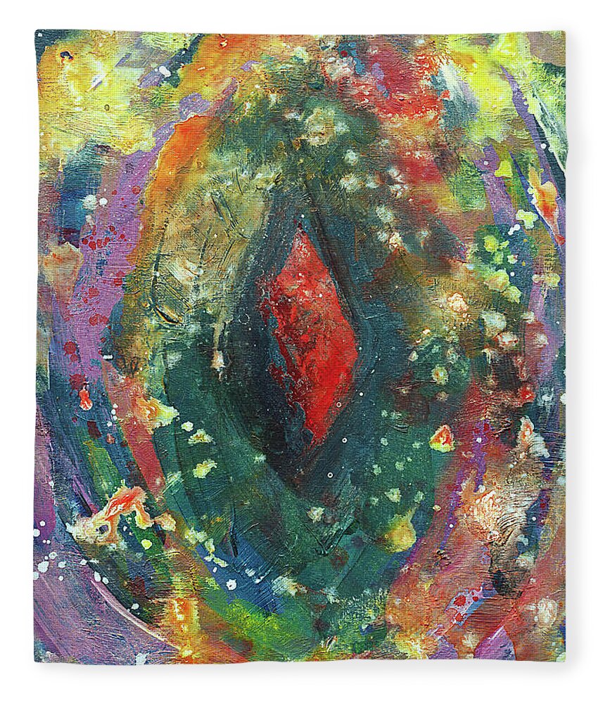 Abstract Fleece Blanket featuring the painting Energy of Red by Maria Meester