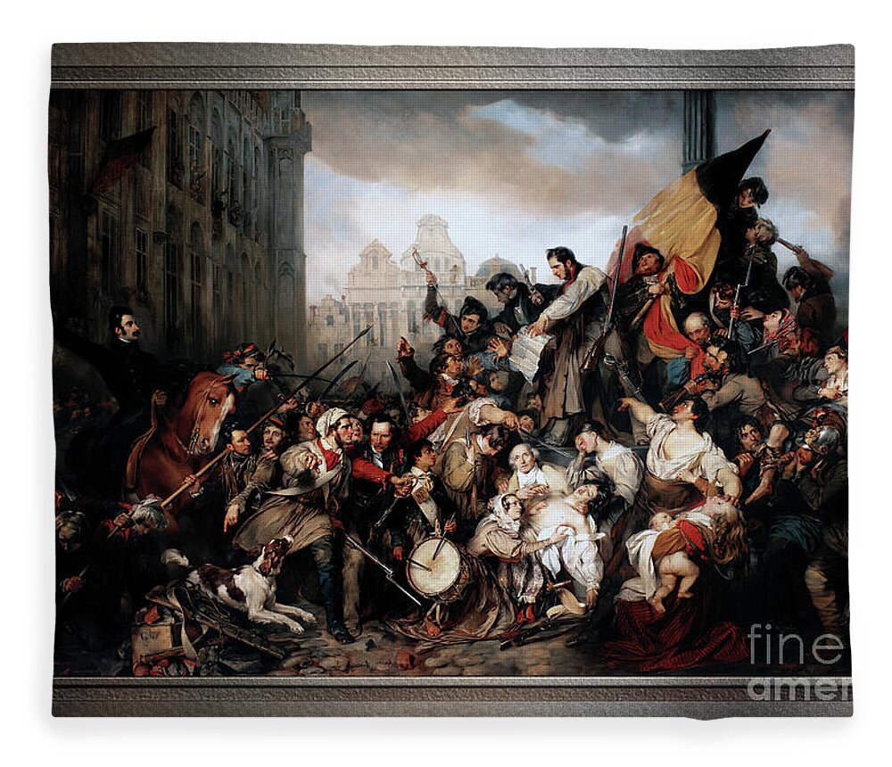Episode Of The September Days 1830 Fleece Blanket featuring the painting Episode of the September Days 1830 by Gustave Wappers Fine Art Xzendor7 Old Masters Reproductions by Rolando Burbon