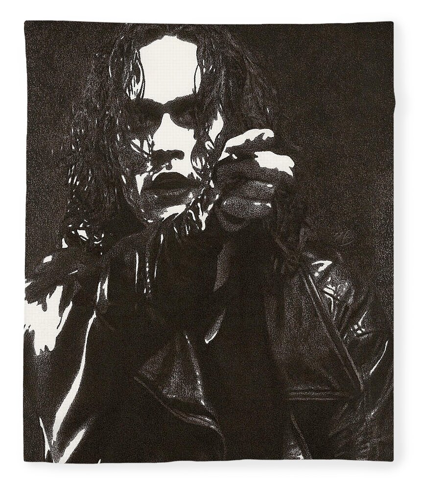 The Crow Fleece Blanket featuring the drawing Eric Draven by Mark Baranowski