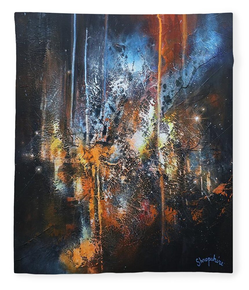Abstract Fleece Blanket featuring the painting Eruption by Tom Shropshire