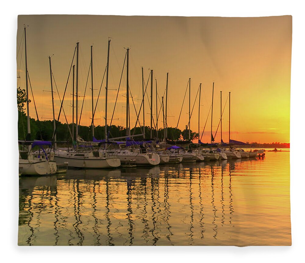 Fine Art Fleece Blanket featuring the photograph Evening Calm at Redbud Bay by Robert Harris