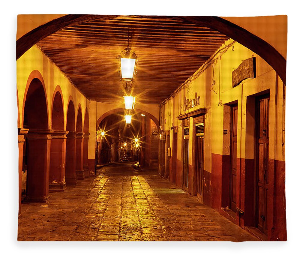 Architecture Fleece Blanket featuring the photograph Evening in San Miguel de Allende by Eggers Photography