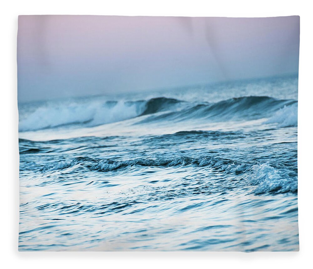 Waves Fleece Blanket featuring the photograph Evening Waves by Naomi Maya