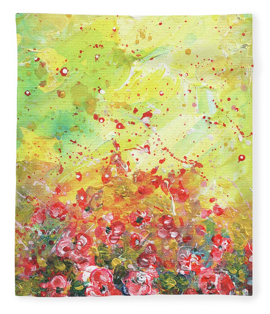 Flower Fleece Blanket featuring the painting Explosion Of Joy 26 by Miki De Goodaboom