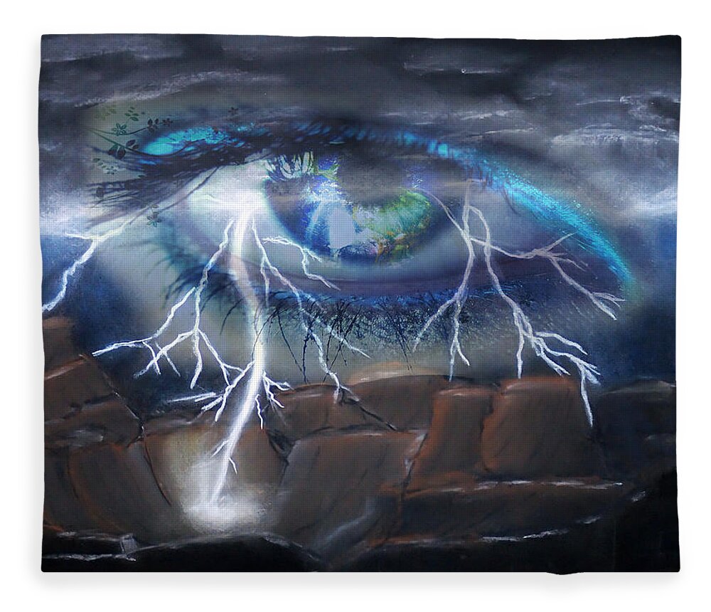 Eyes Fleece Blanket featuring the mixed media Eye of the Storm by Ronald Mills