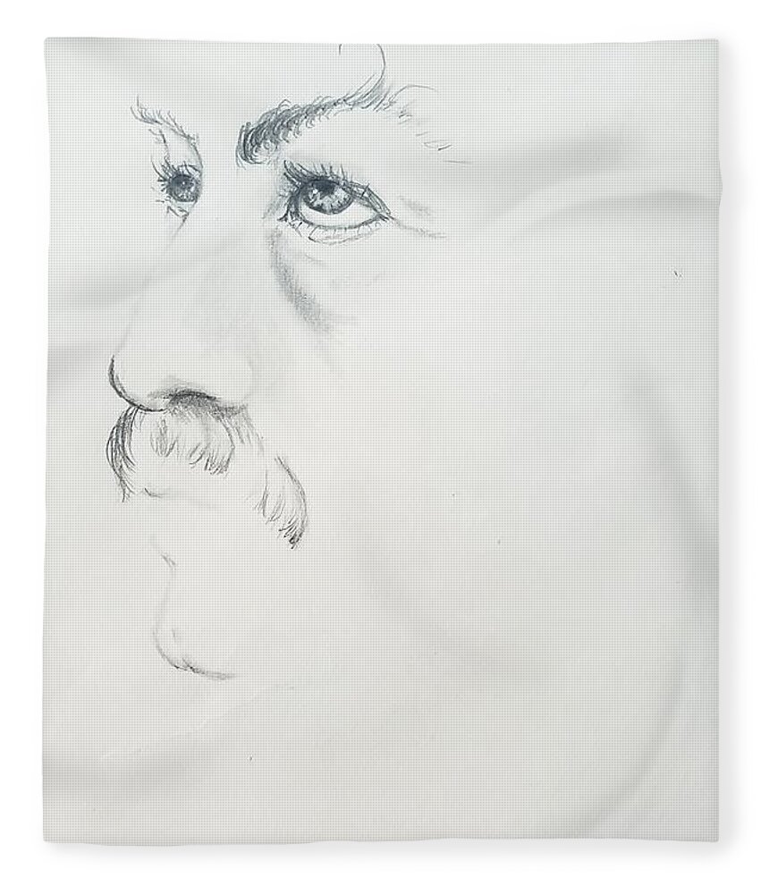 Portrait Fleece Blanket featuring the drawing Eyebrow by Merana Cadorette