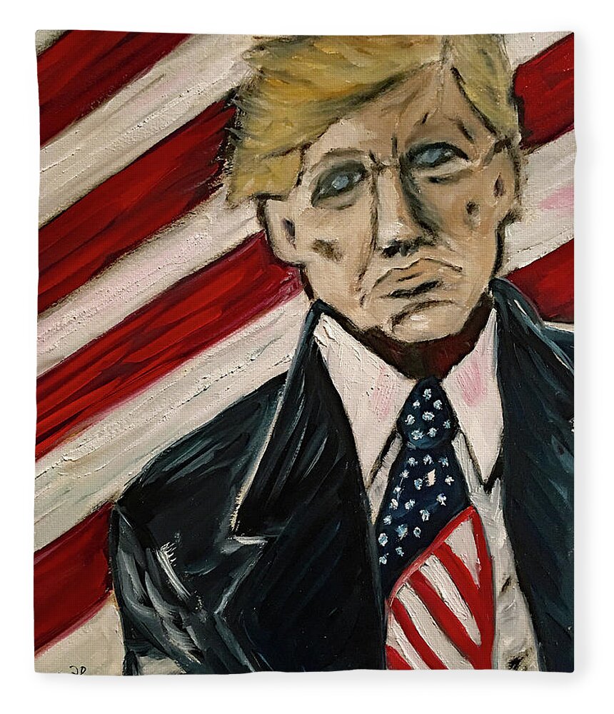 Trump Fleece Blanket featuring the painting Face of Freedom by Roxy Rich
