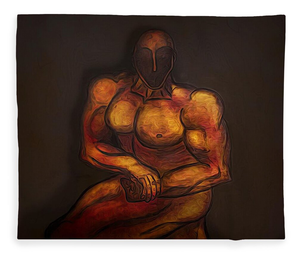 Modern Abstract Fleece Blanket featuring the mixed media Faceless Man by Joan Stratton