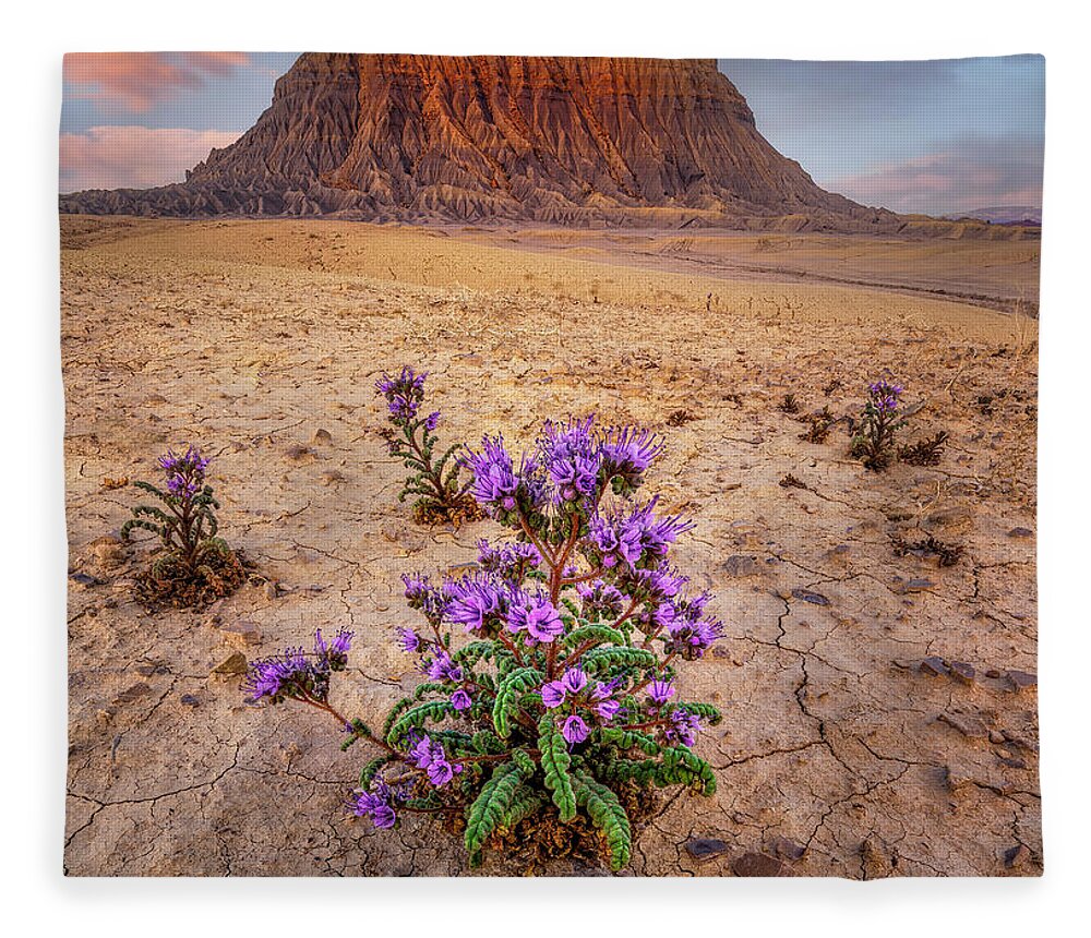 Hanksville Fleece Blanket featuring the photograph Factory Butte in the Spring by Michael Ash