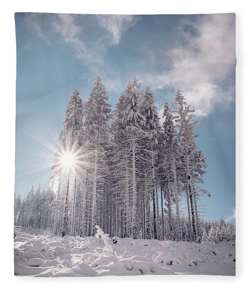 Highlands Fleece Blanket featuring the photograph Fairy-tale wilderness covered in snow by Vaclav Sonnek