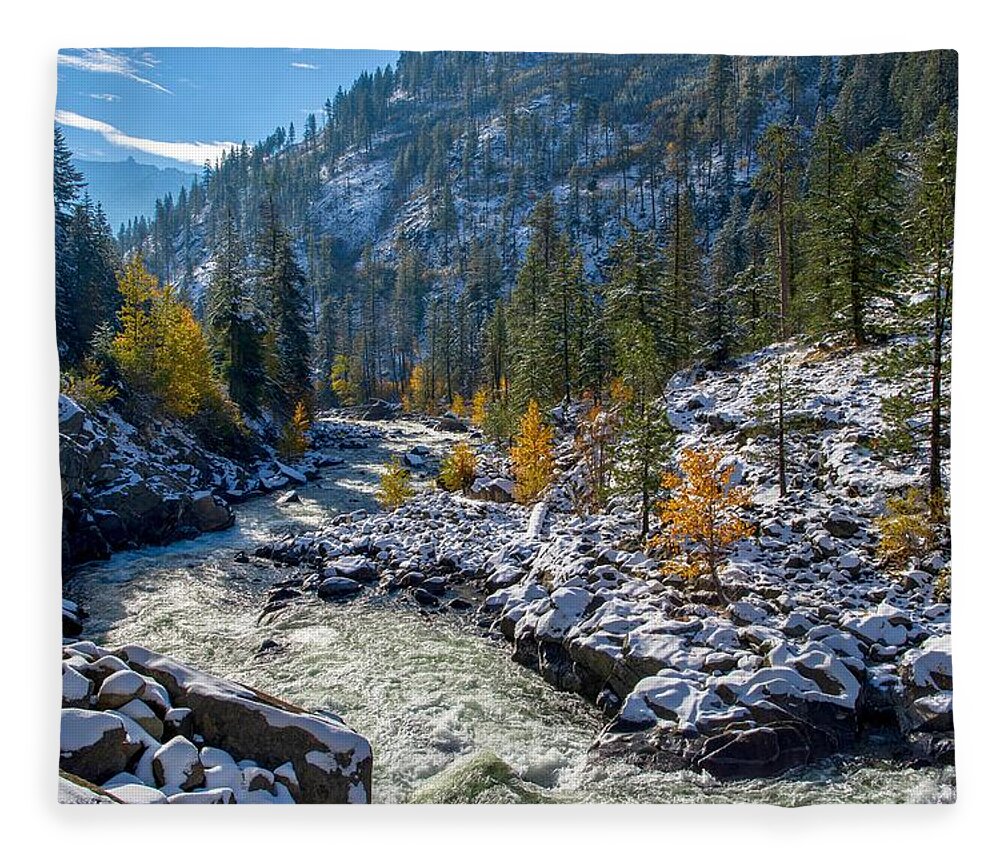 Fall And Snow Fleece Blanket featuring the photograph Fall and snow by Lynn Hopwood