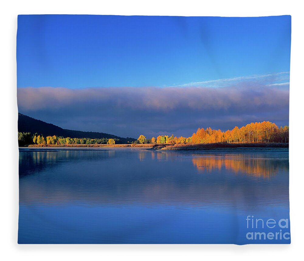 Dave Welling Fleece Blanket featuring the photograph Fall Clouds Oxbow Bend Grand Tetons National Park by Dave Welling