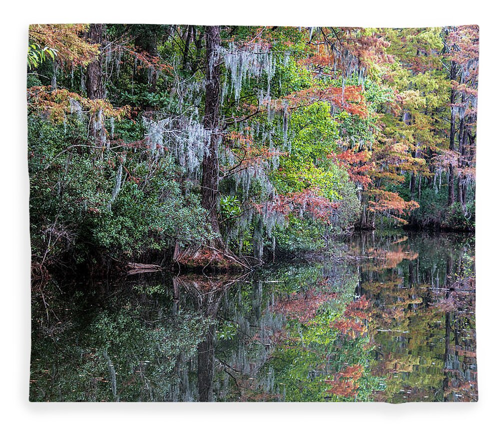 Fall Fleece Blanket featuring the photograph Fall Colors in the Swamp by WAZgriffin Digital