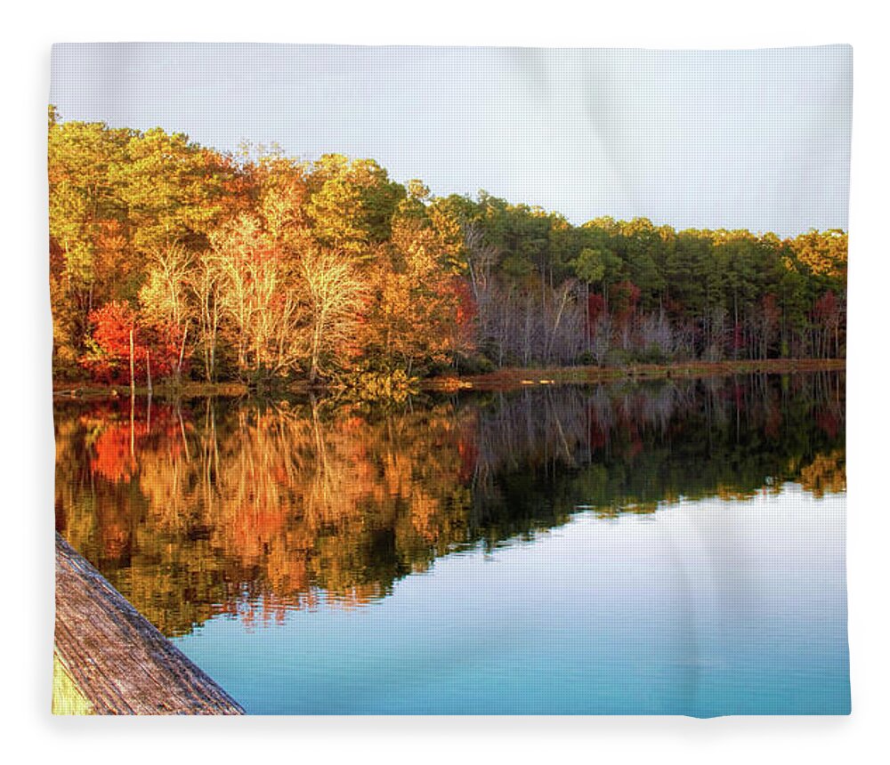 Reflections Fleece Blanket featuring the photograph Fall Foliage Reflections in Newport News Park by Ola Allen