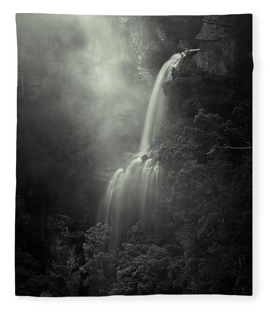 Monochrome Fleece Blanket featuring the photograph Fall by Grant Galbraith