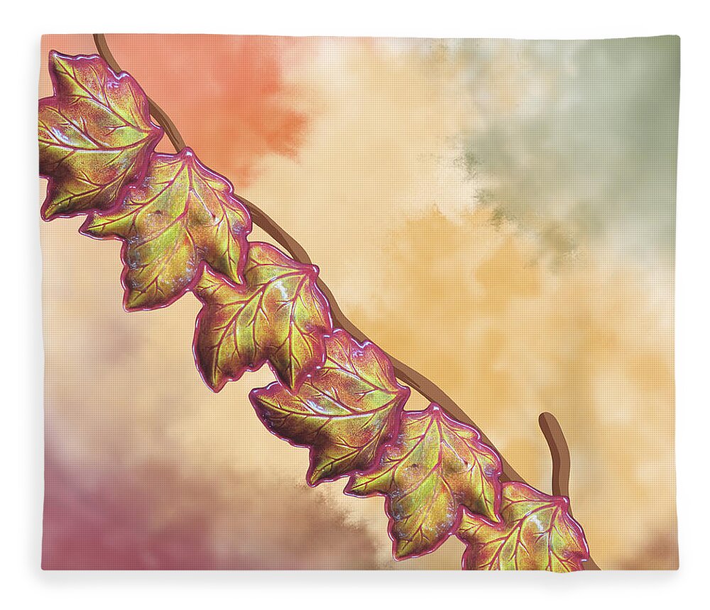 Ai Fleece Blanket featuring the digital art Fall Leaves by Cindy's Creative Corner