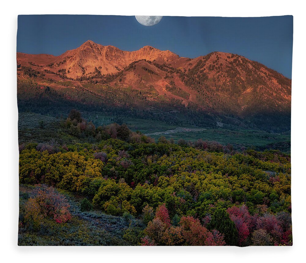 Utah Fleece Blanket featuring the photograph Fall Moon by Michael Ash