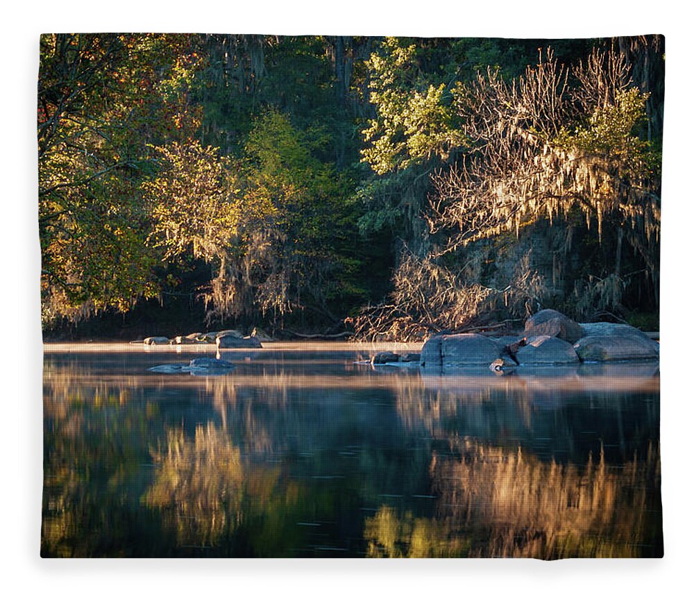 2010 Fleece Blanket featuring the photograph Fall Morning On The Saluda River-1 by Charles Hite