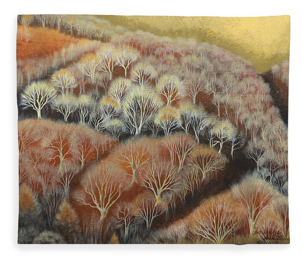 Tapestry Fleece Blanket featuring the painting Fall Tapestry by Adrienne Dye