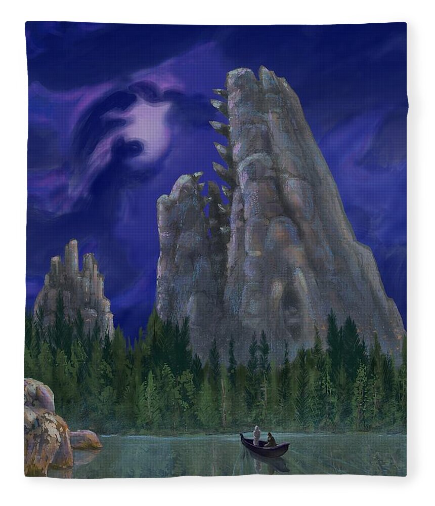 Moon Fleece Blanket featuring the digital art Fallen Giant by Don Morgan