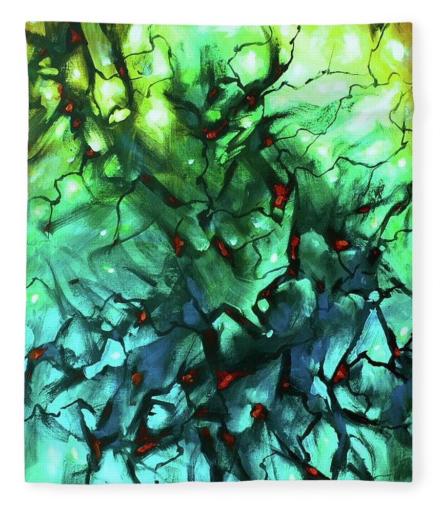 Abstract Fleece Blanket featuring the painting  Falling by Michael Lang