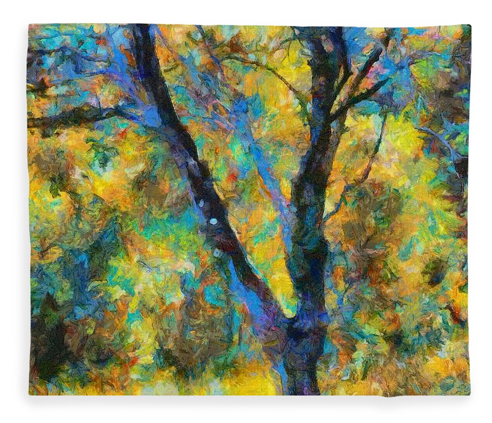 Fall Fleece Blanket featuring the mixed media Fallscape by Christopher Reed