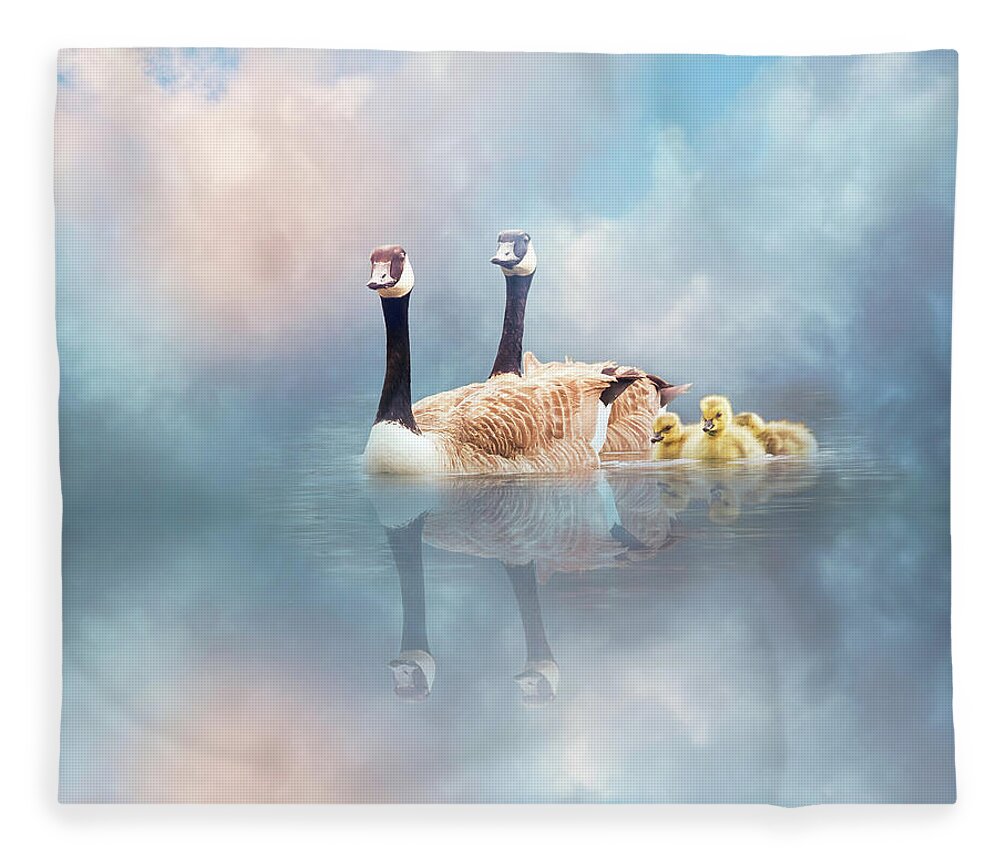 Swan Fleece Blanket featuring the digital art Family Cruise by Nicole Wilde