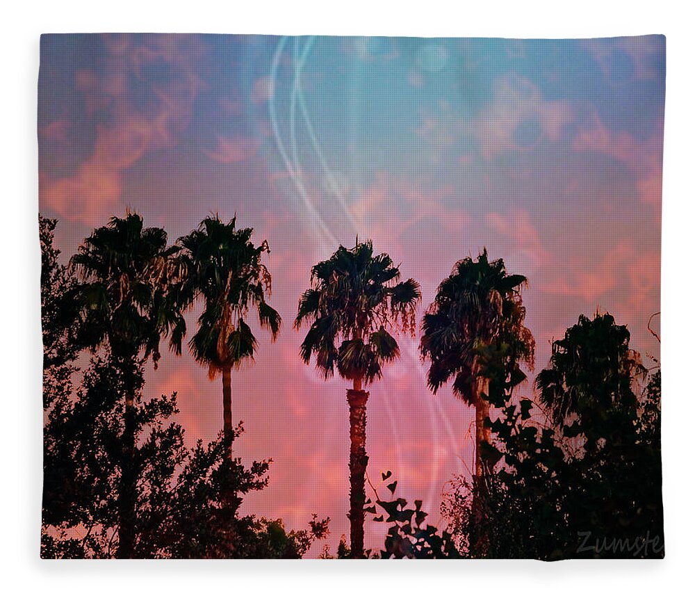 Fantasy Fleece Blanket featuring the photograph Fantasy Palm Trees by David Zumsteg