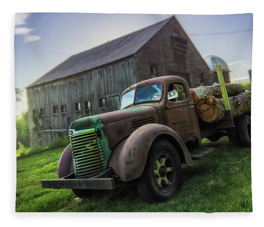 Barn Fleece Blanket featuring the photograph Farm Truck 1 by Jerry LoFaro