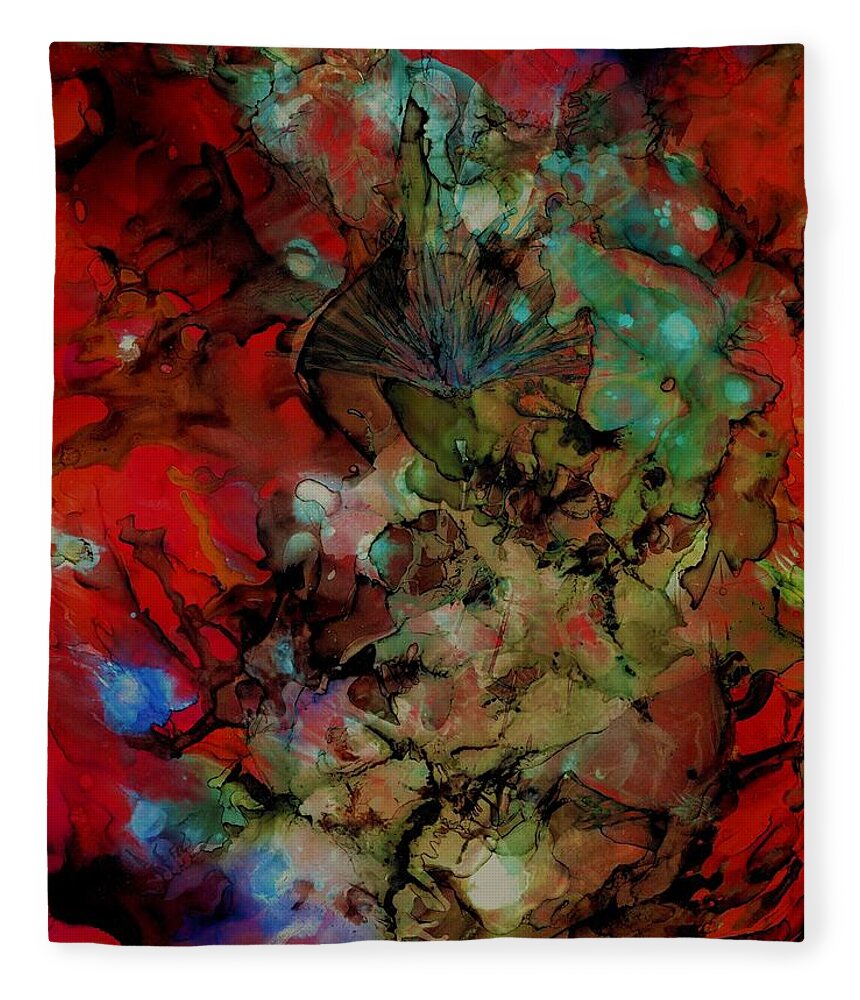 Alcohol Ink Fleece Blanket featuring the painting Fearless by Angela Marinari