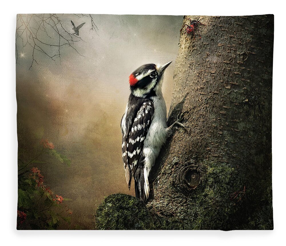 Birds Fleece Blanket featuring the digital art Fearless by Maggy Pease
