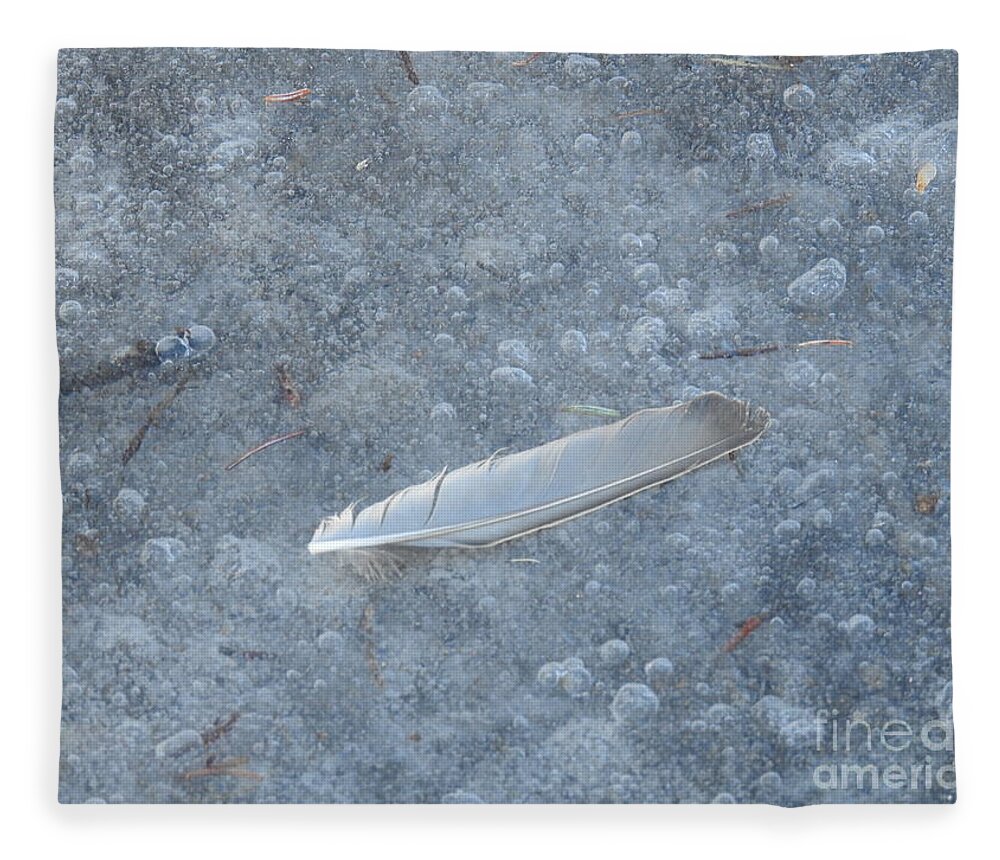 Feather Fleece Blanket featuring the photograph Feather on Ice by Nicola Finch