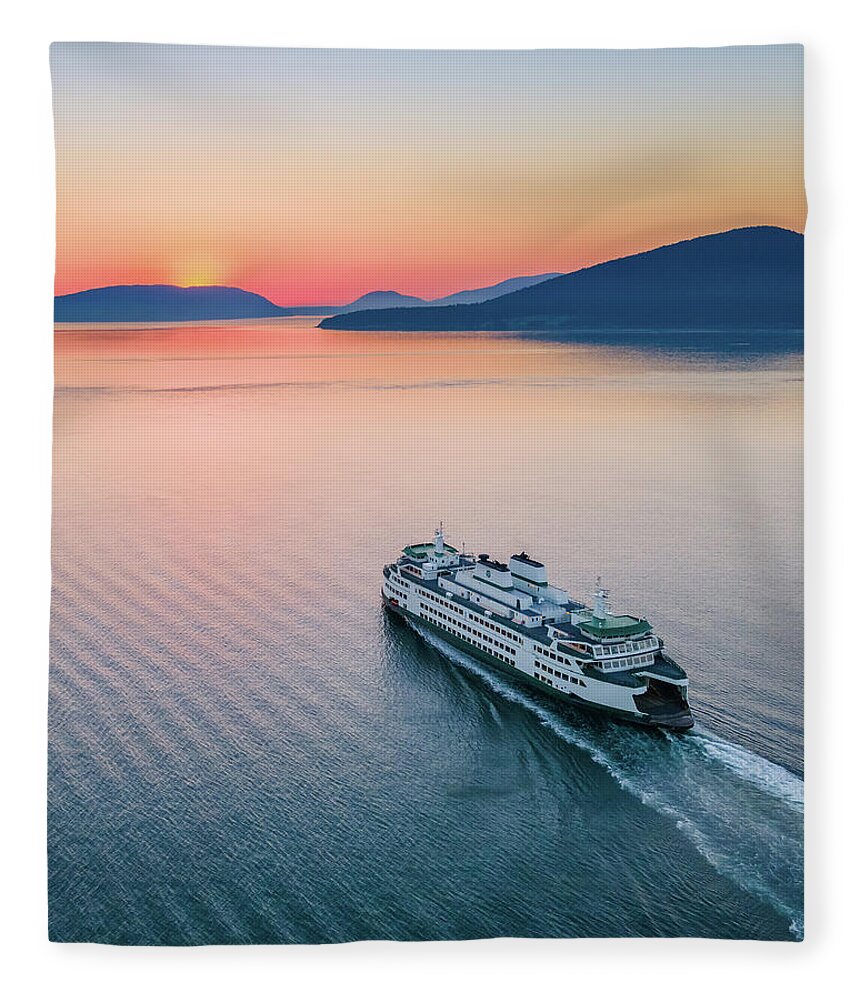 Sunset Fleece Blanket featuring the photograph Ferry Sunset2 Vertical by Michael Rauwolf