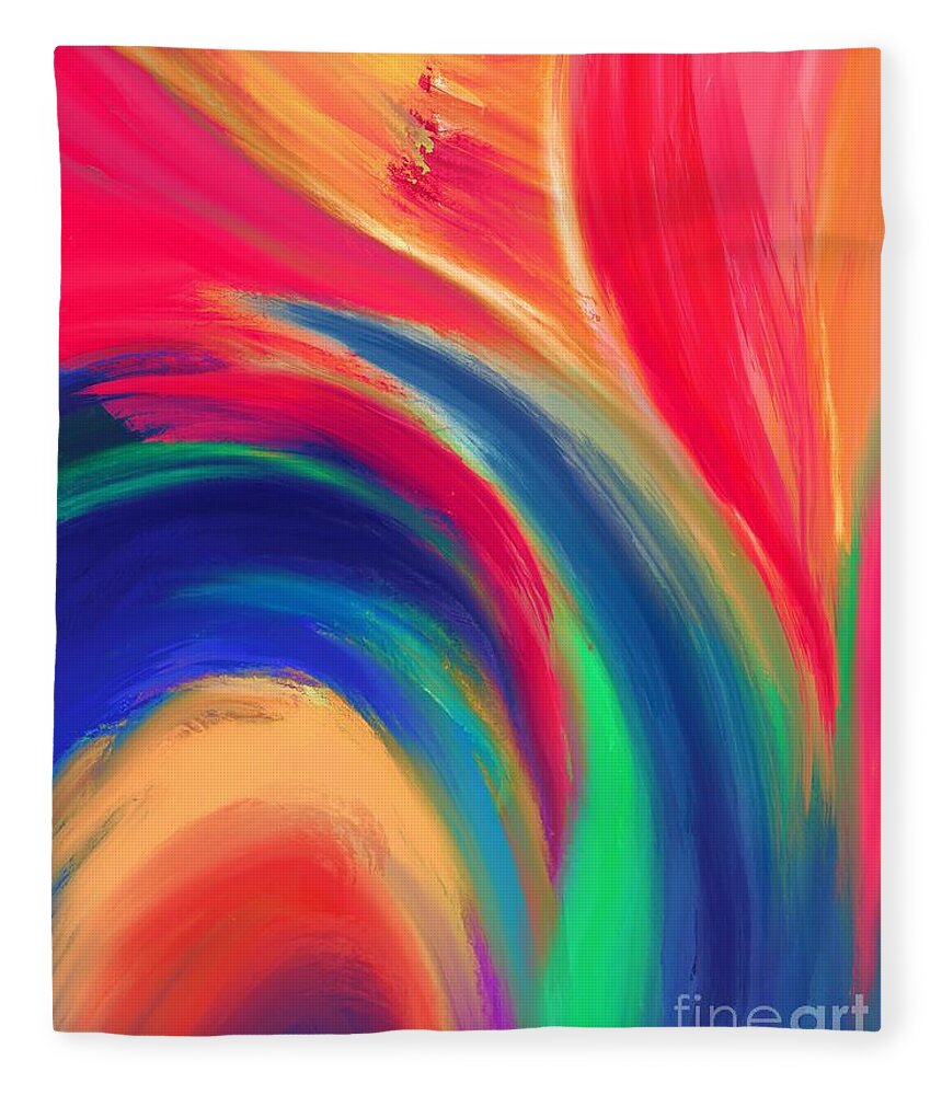 Abstract Fleece Blanket featuring the digital art Fiery Fire - Modern Colorful Abstract Digital Art by Sambel Pedes