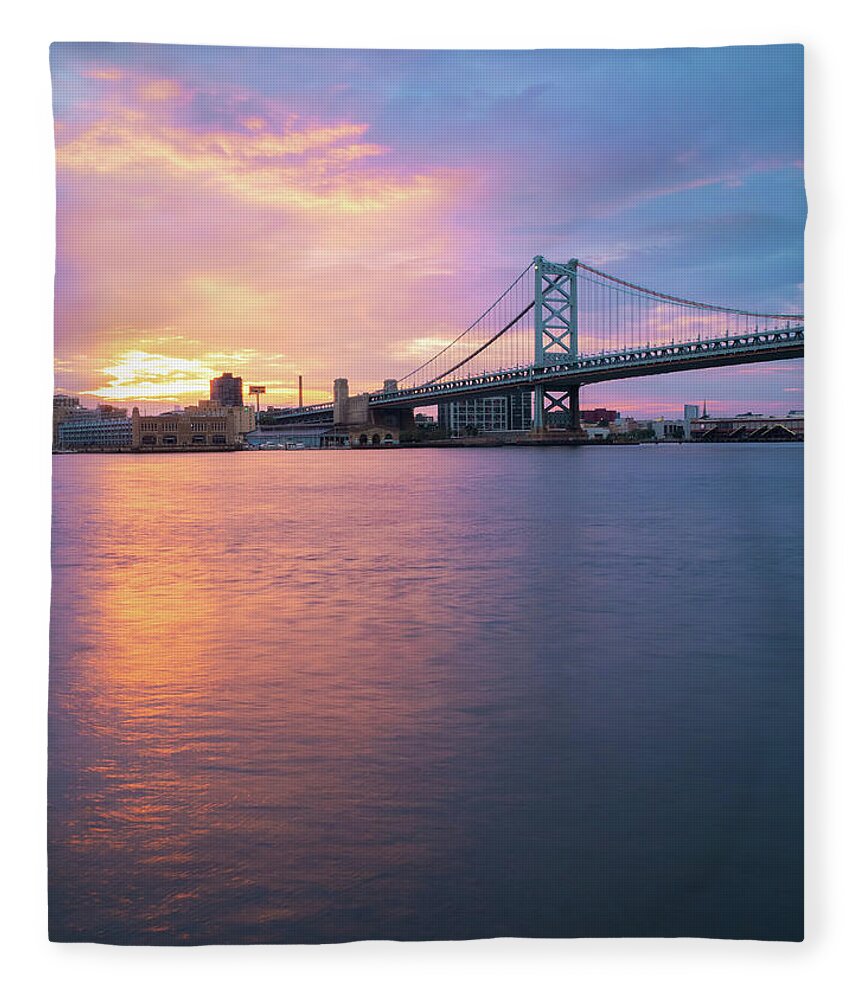 Bridge Fleece Blanket featuring the photograph Fiery Sunset Over The Ben Vertical by Kristia Adams