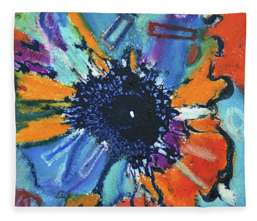 Abstract Art Fleece Blanket featuring the painting Fiesta by Catherine Jeltes