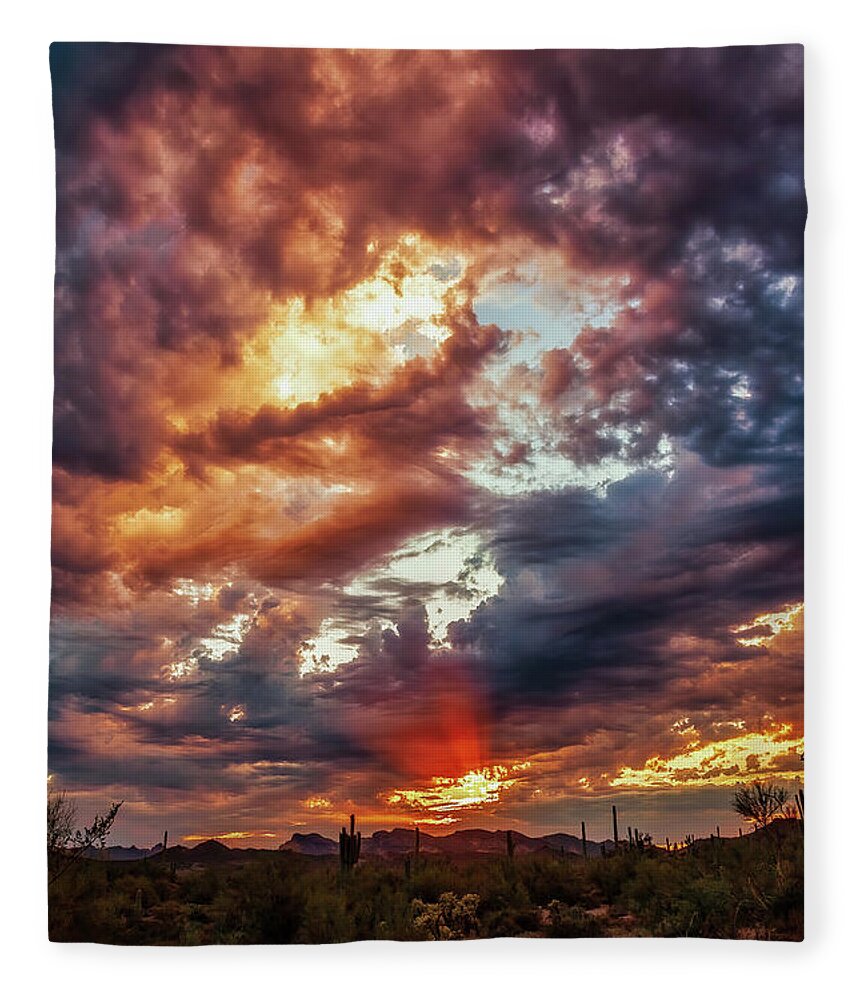 American Southwest Fleece Blanket featuring the photograph Finger Painted Sunset by Rick Furmanek