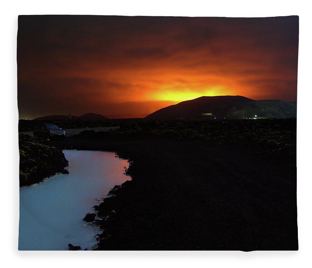 Volcano Fleece Blanket featuring the photograph Fire air earth and water by Christopher Mathews