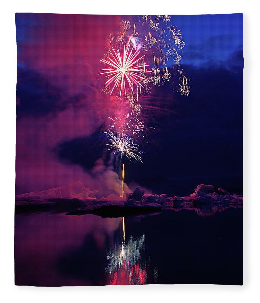 Fireworks Fleece Blanket featuring the photograph Fire and ice #1 by Christopher Mathews