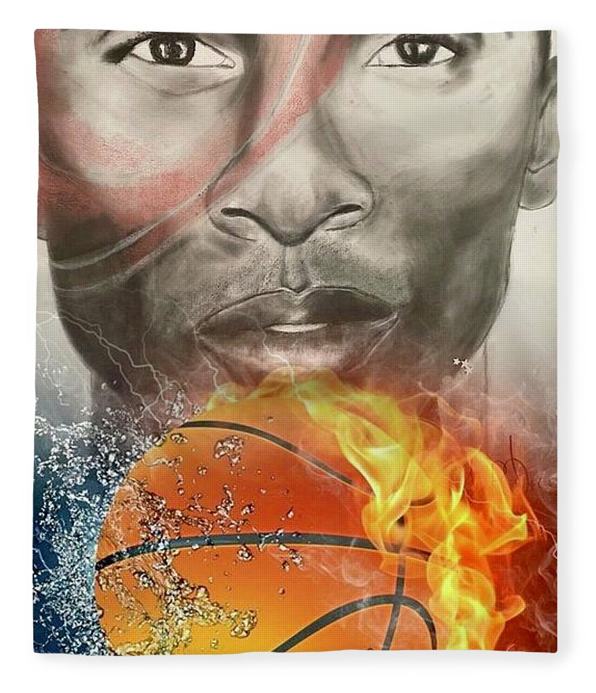  Fleece Blanket featuring the mixed media Fire by Angie ONeal