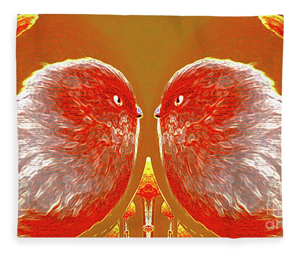 Bird Fleece Blanket featuring the digital art Fire Bird by Alexandra Vusir